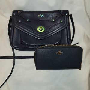 COPY - Coach Blue Rhyder Satchel In Oil Slick Rivets